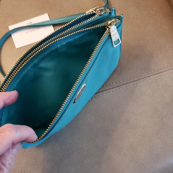 Coach double compartment crossbody bag, teal leather. - Picture 8 of 10
